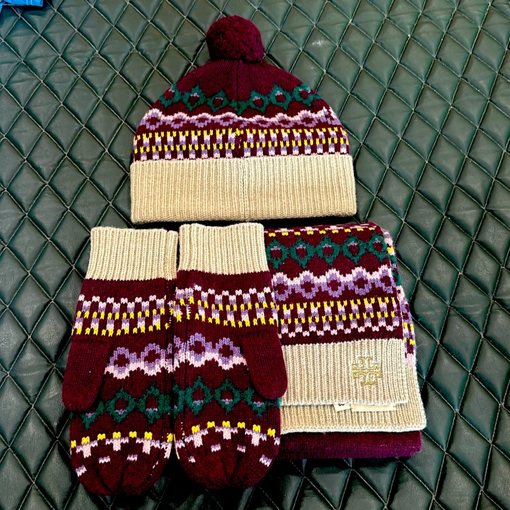 Tory Burch Women’s Fair Isle Merino Wool SET -  In Wintery Fairisle